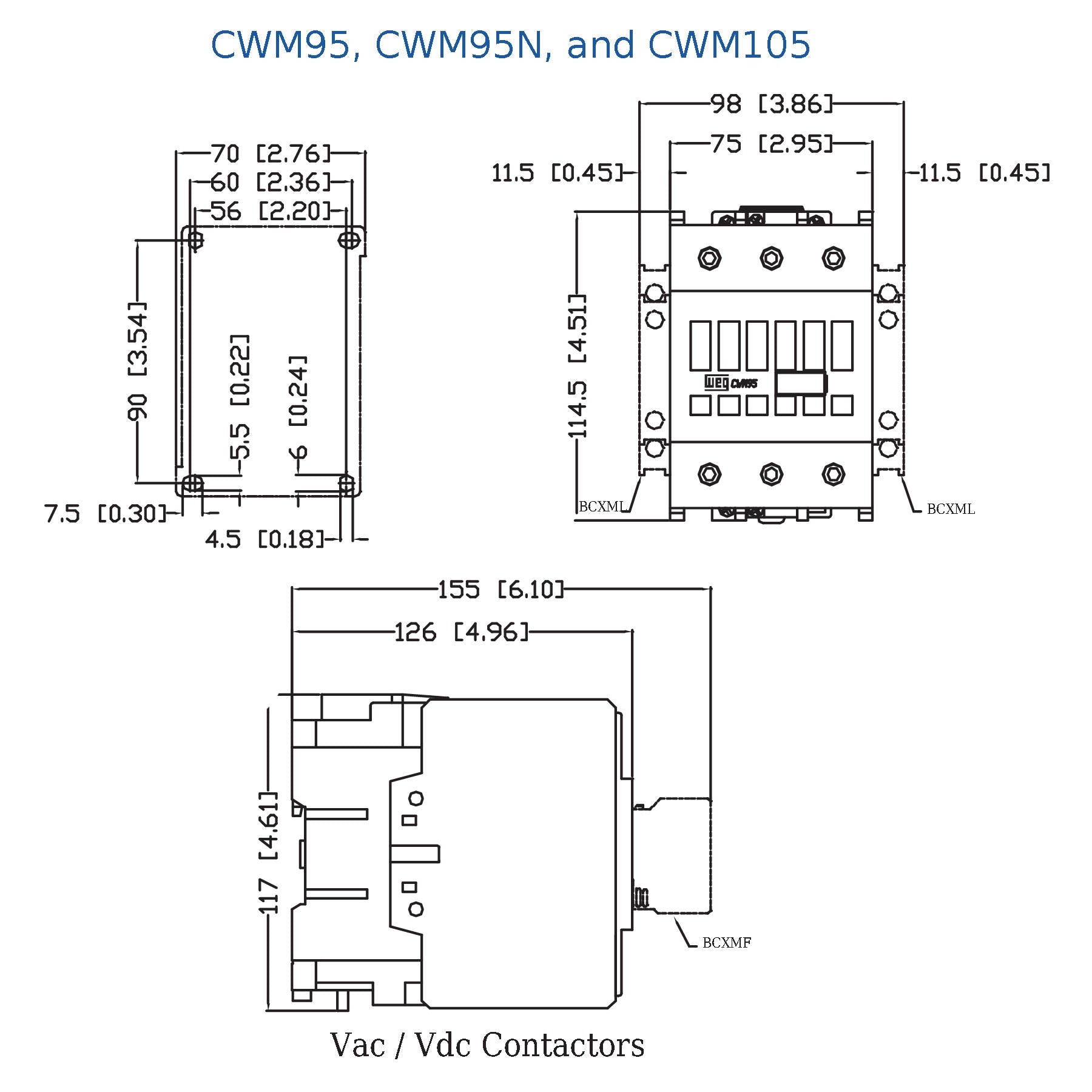 CWM105-00-30V18 WEG 3-Pole IEC Standard Contactor - 0