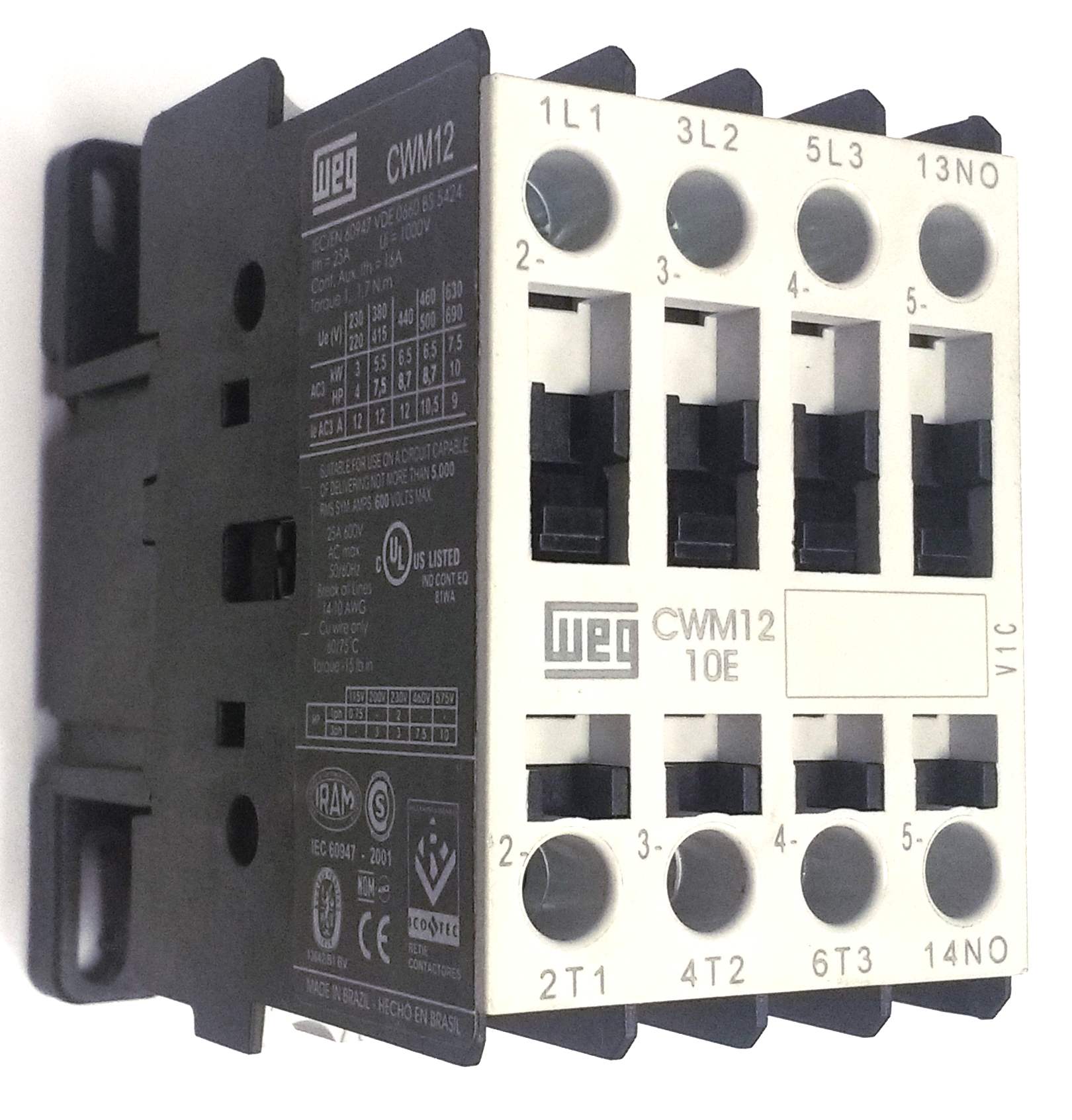 CWM12-10-30V24 WEG Contactor, 12 Amp, 3 NO Power Poles