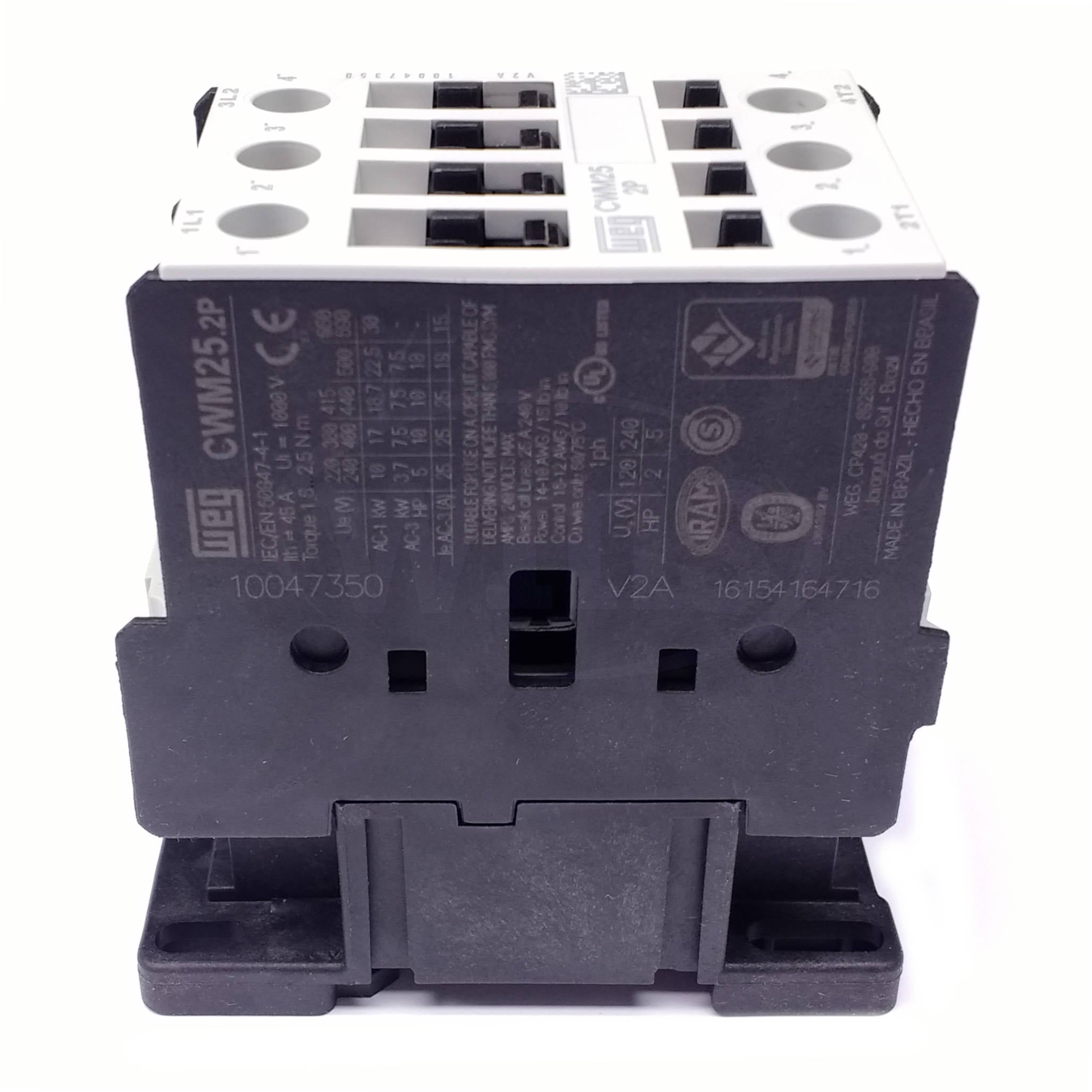 CWM25-00-20V04 WEG IEC Contactor, 25 Amp, 2 NO Power Poles