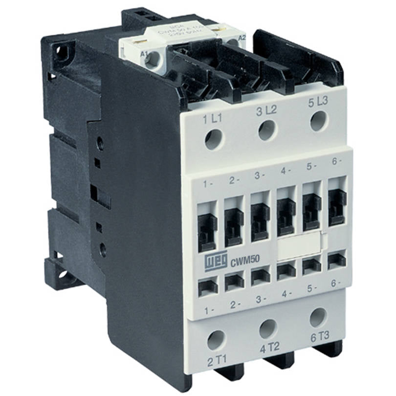 CWM50-00-30V37 WEG IEC Contactor, 50 Amp, 3 NO Power Poles