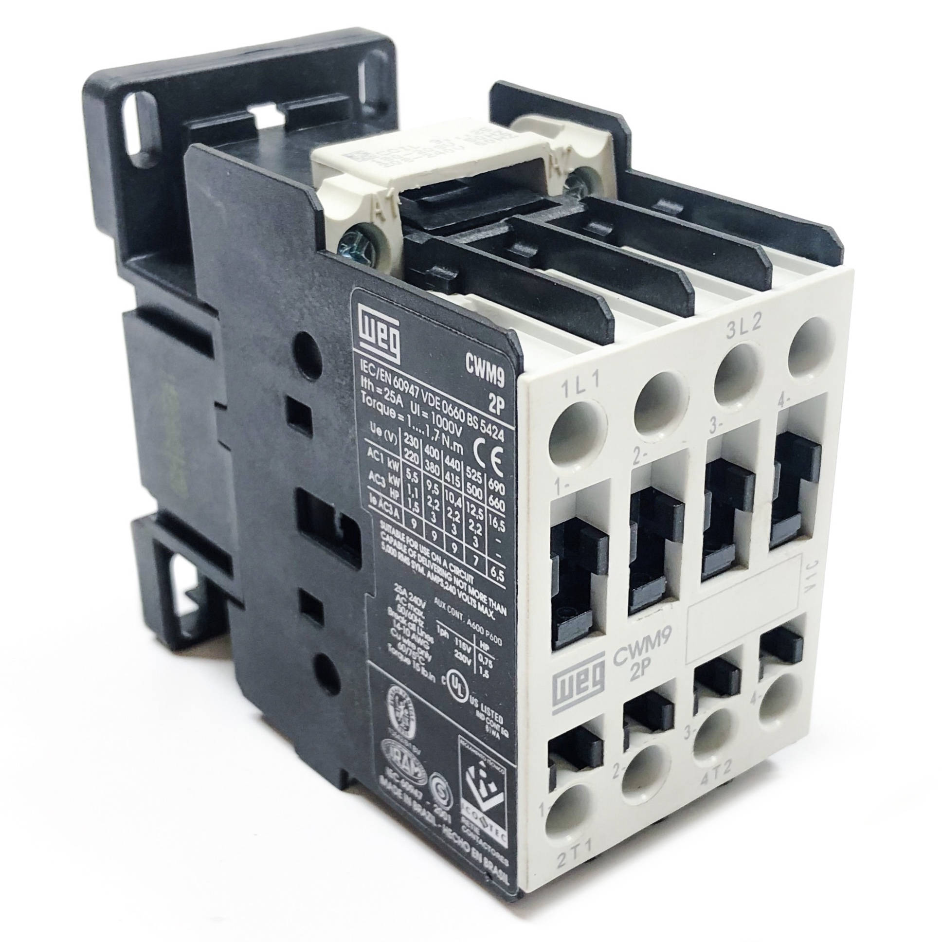 CWM9-00-20V24 WEG IEC Contactor, 9 Amp, 2 NO Power Poles - 0