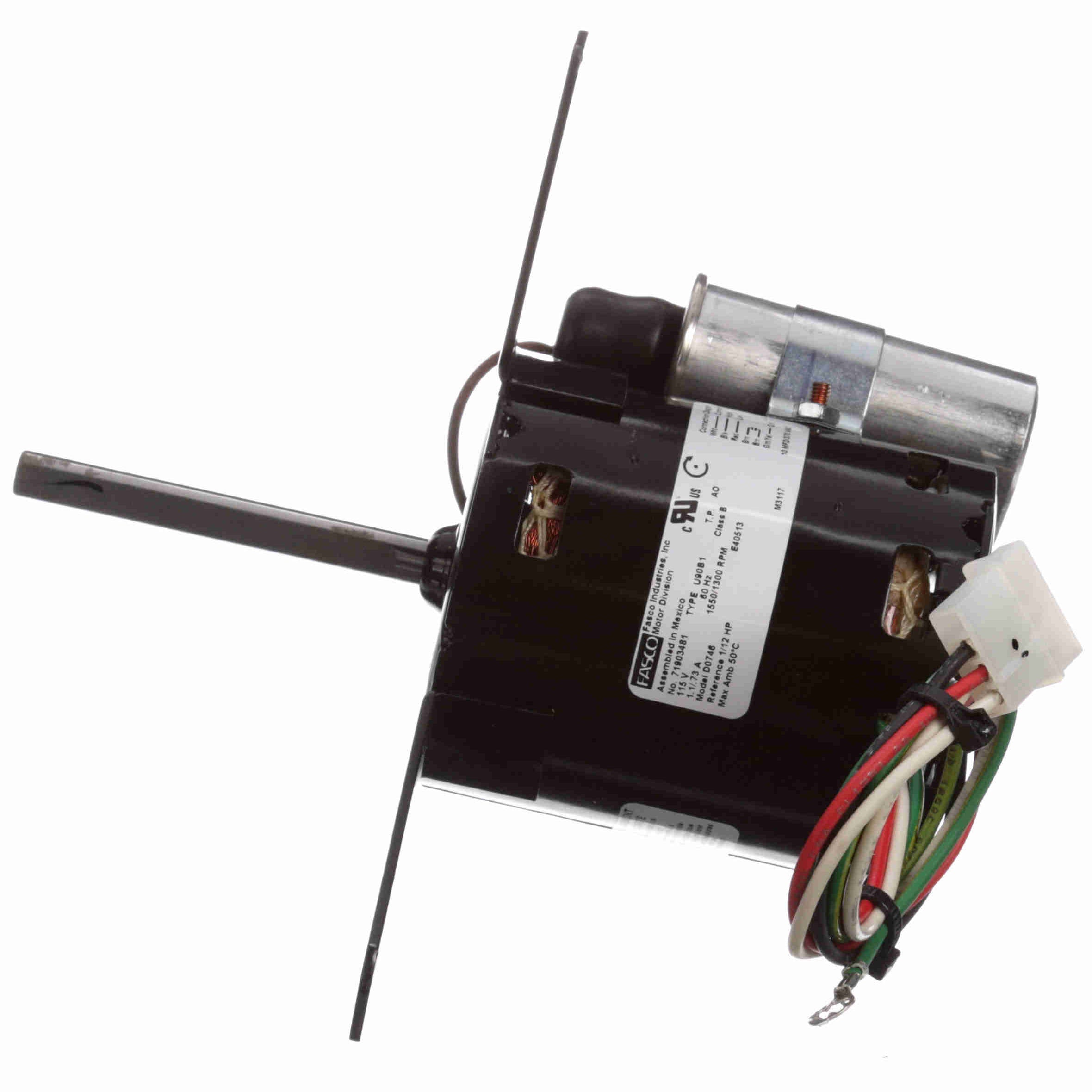D0746 Fasco 1/12HP OEM Replacement Electric Motor, 1550/1300RPM - 0