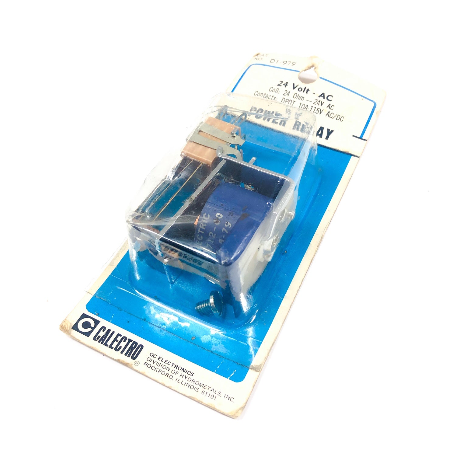 D1-979 Calectro Power Relay, Coil: 24 Ohm, 24 VAC, Contacts: DPDT 10A-115VAC/DC