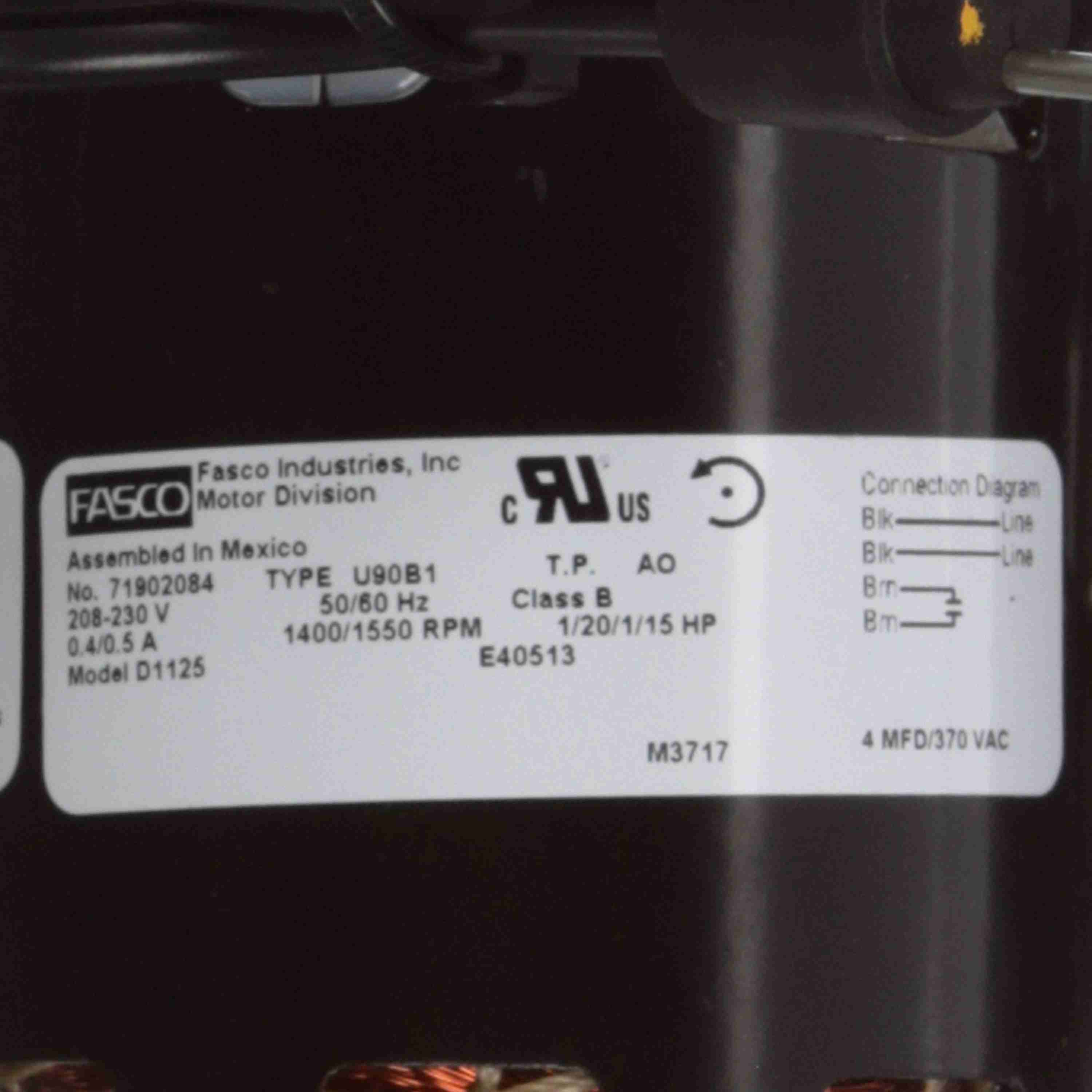 D1125 Fasco 1/20, 1/15HP OEM Replacement Electric Motor, 1550RPM