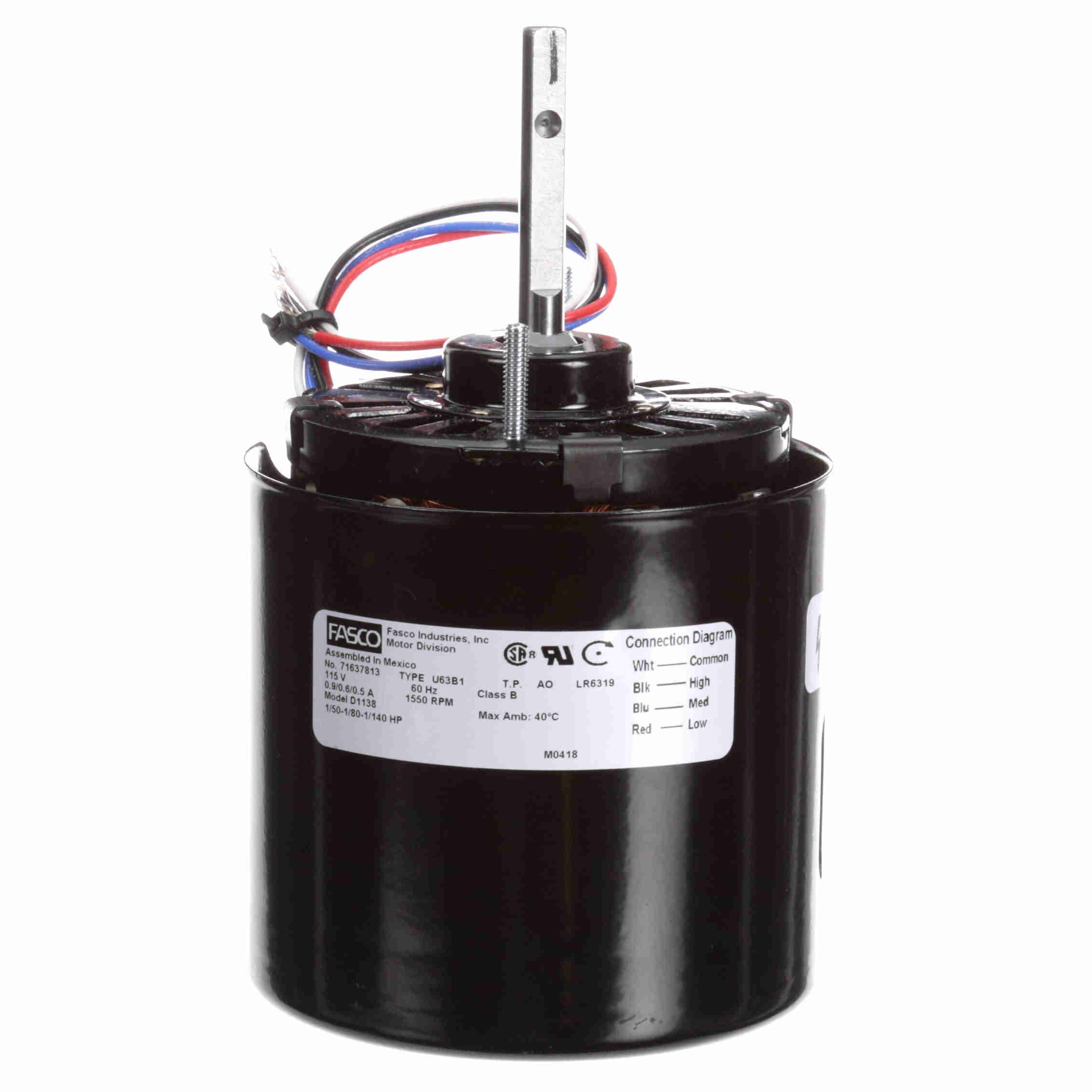 D1138 Fasco 1/50, 1/80, 1/140HP OEM Replacement Electric Motor, 1500RPM
