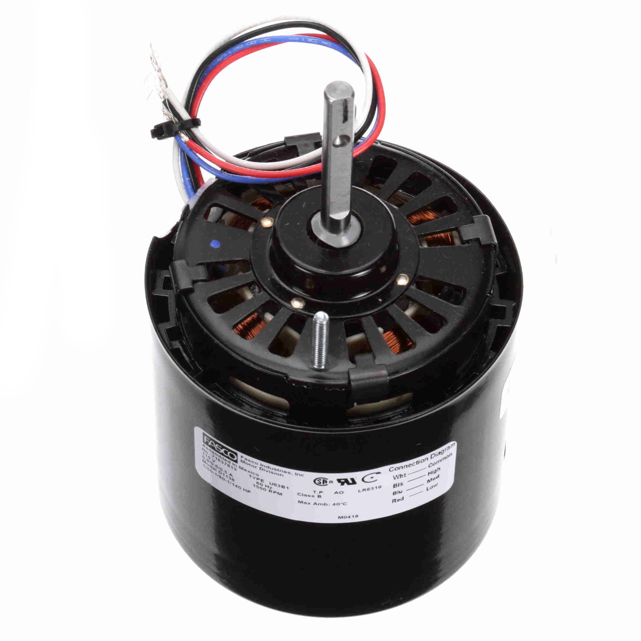 D1138 Fasco 1/50, 1/80, 1/140HP OEM Replacement Electric Motor, 1500RPM