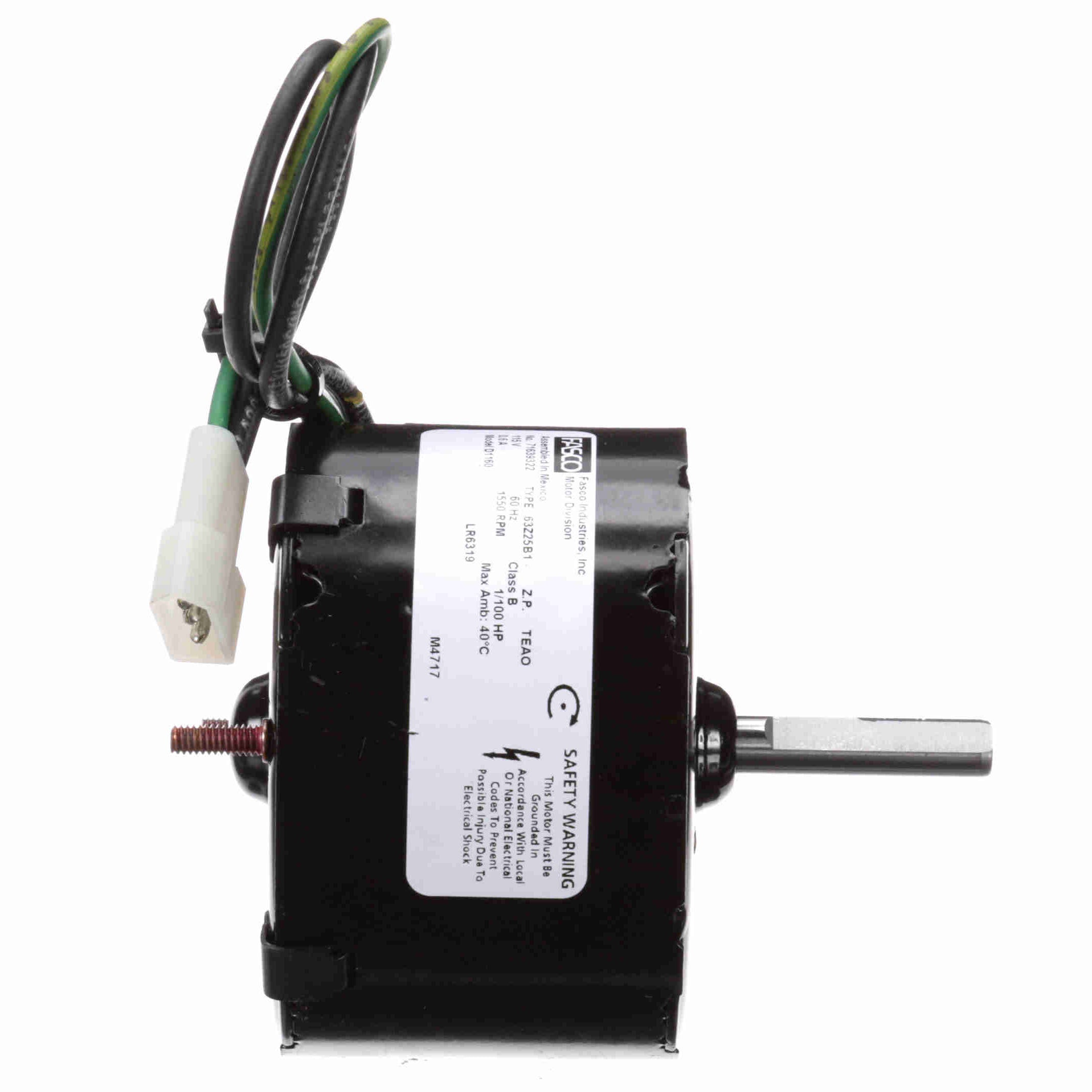 D1160 Fasco 1/100HP OEM Replacement Electric Motor, 1550RPM