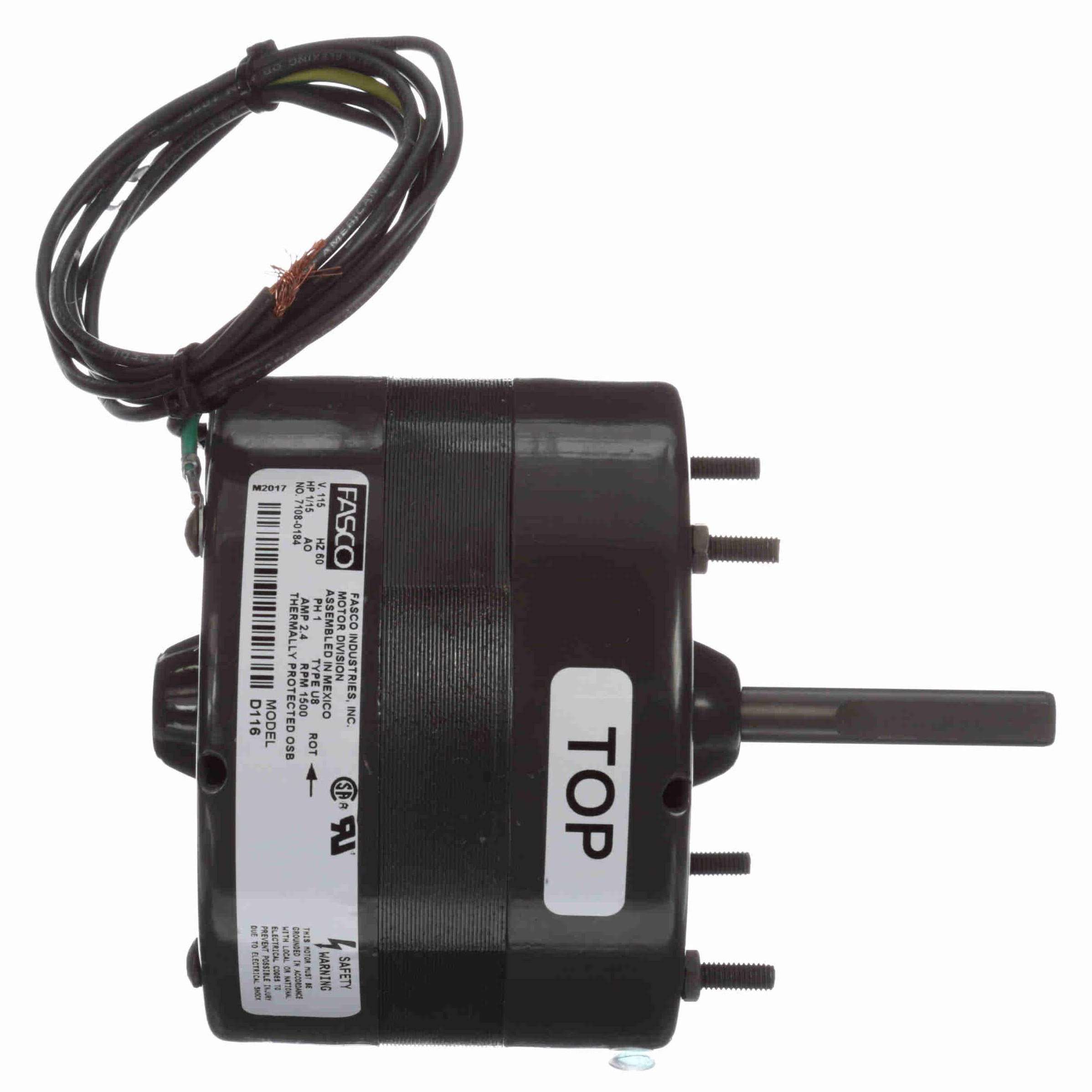 D116 Fasco 1/15HP Fan & Blower Electric Motor, 1500 RPM