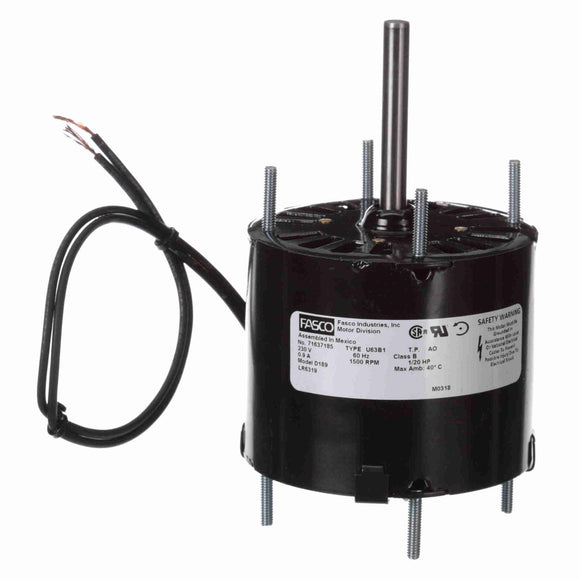 D189 Fasco 1/20HP Electric Motor, 3.3", 1500 RPM