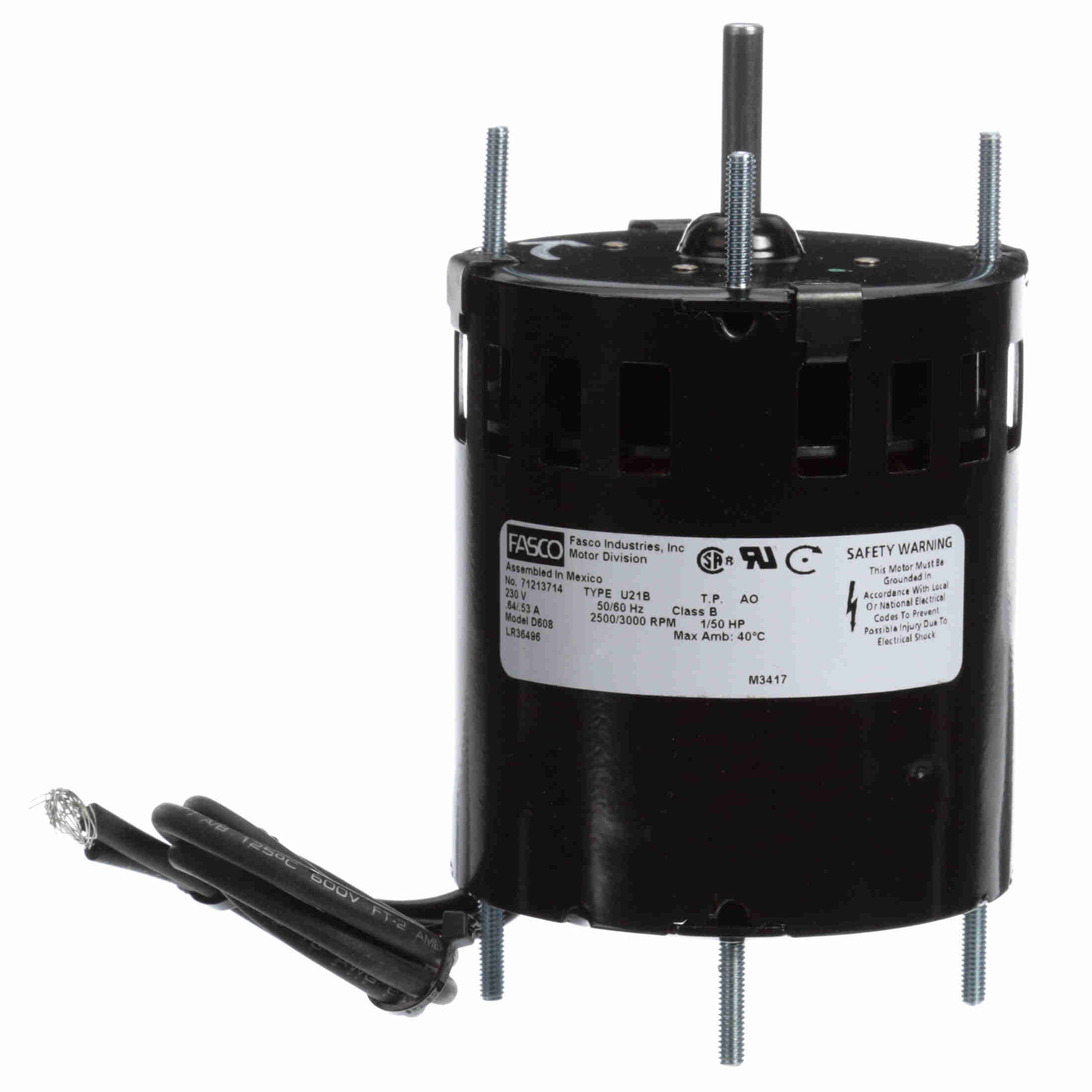 D608 Fasco 1/50HP Electric Motor, 3.3", 3000RPM