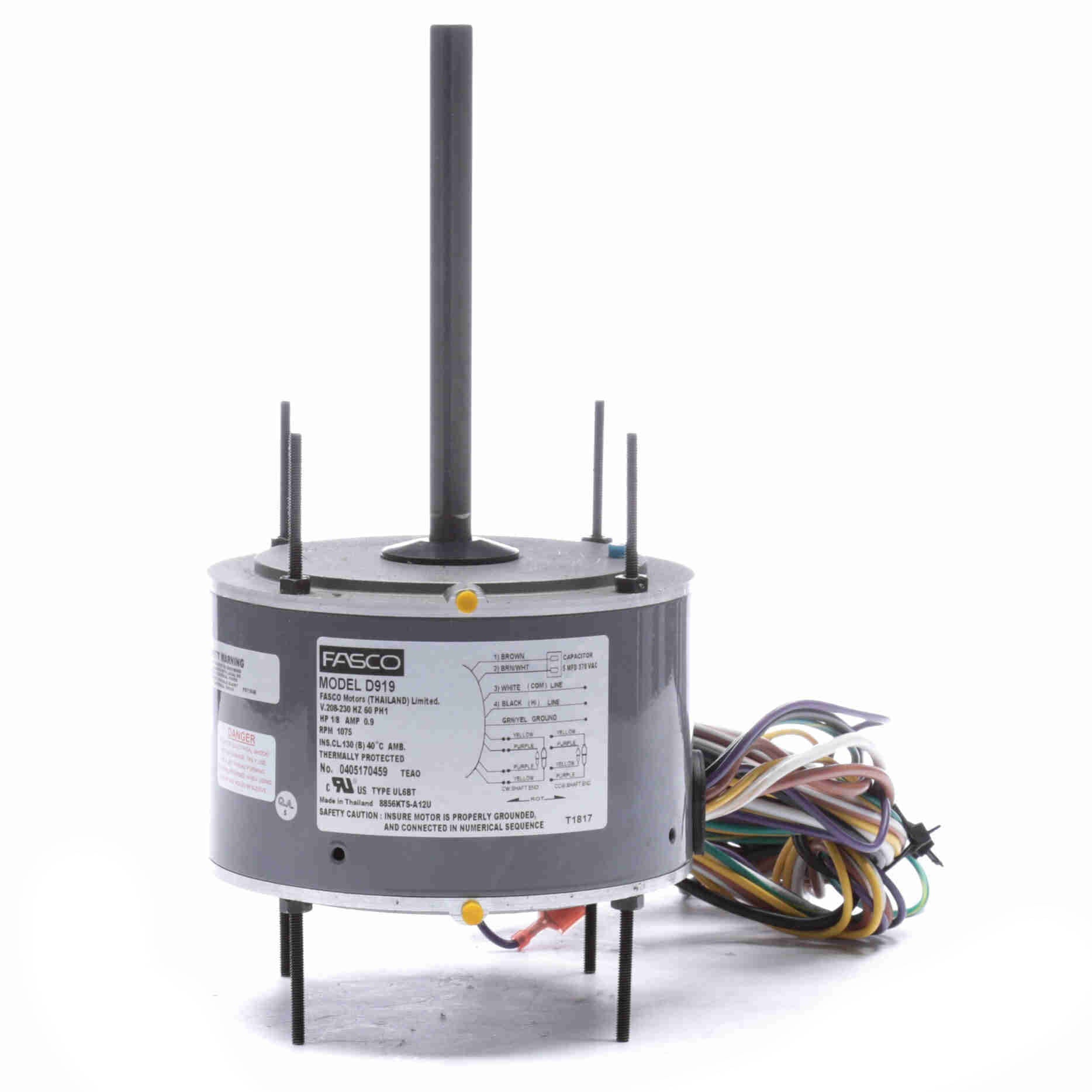 D919 Fasco 1/8HP Condenser Fan Electric Motor, 1075RPM