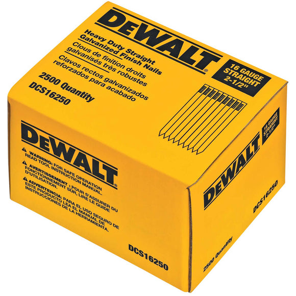 DCS16250 DeWALT 16 Gauge Straight Finish Nails, 2-1/2"