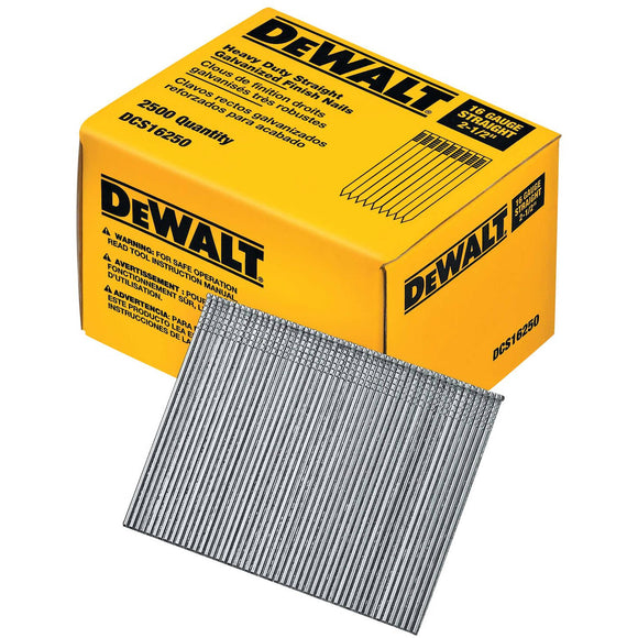 DCS16250 DeWALT 16 Gauge Straight Finish Nails, 2-1/2"