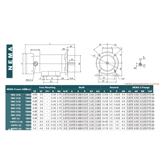 DC14-90-56-FC Techtop 1/4HP Permanant Magnet 90VDC Electric Motor, 1800RPM