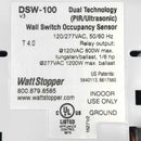DSW-100-W WattStopper Dual Technology Wall Switch Sensor Single Relay, 120/277V-2
