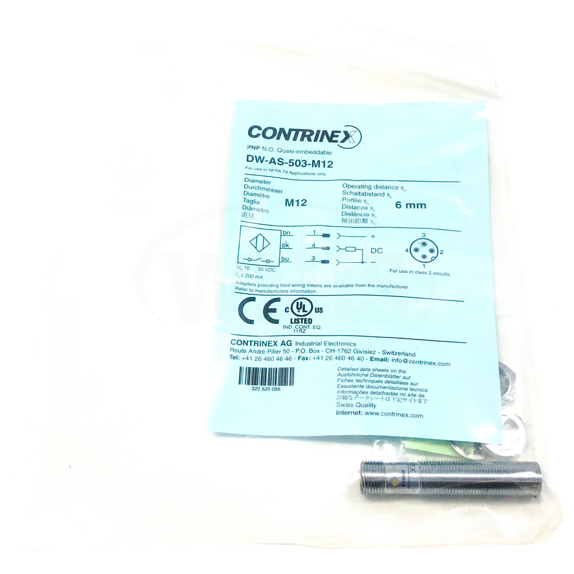 DW-AS-503-M12 Contrinex Inductive Proximity Sensor, - 0