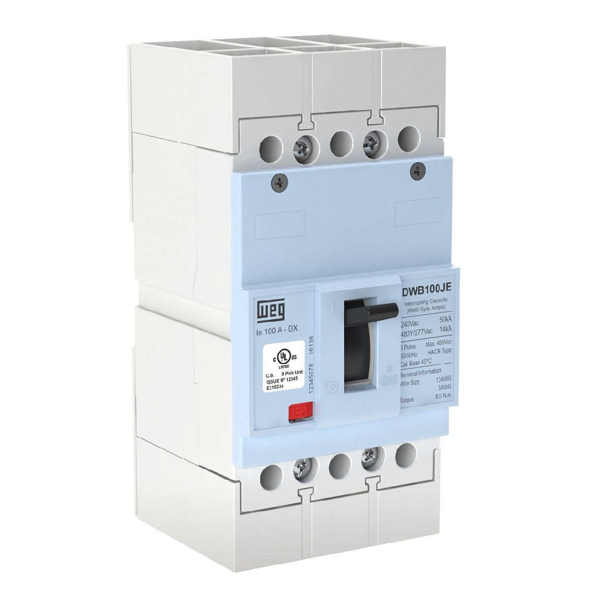 DWB100JH90-3DX WEG Molded Case Circuit Breaker, 90 Amp, 3 Pole