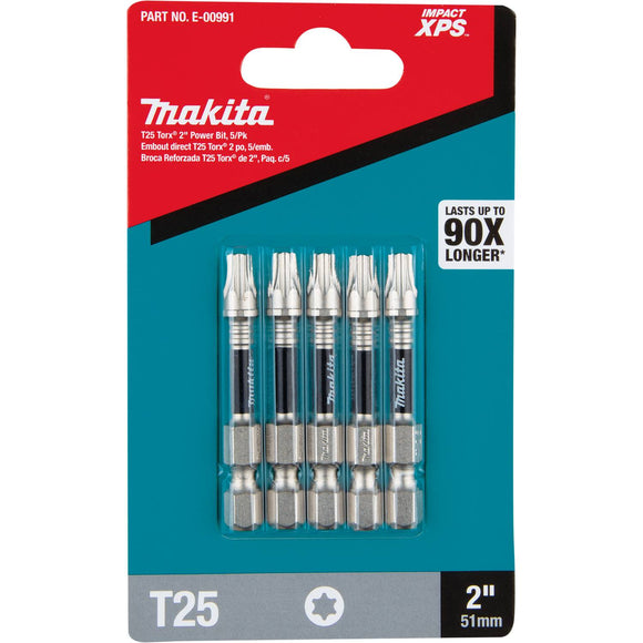 E-00991 Makita Impact XPS® T25 Torx 2" Power Bit, 5 Pack