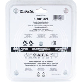 E-02951 Makita 5-7/8" x 5/8" 32T Carbide-Tipped Saw Blade