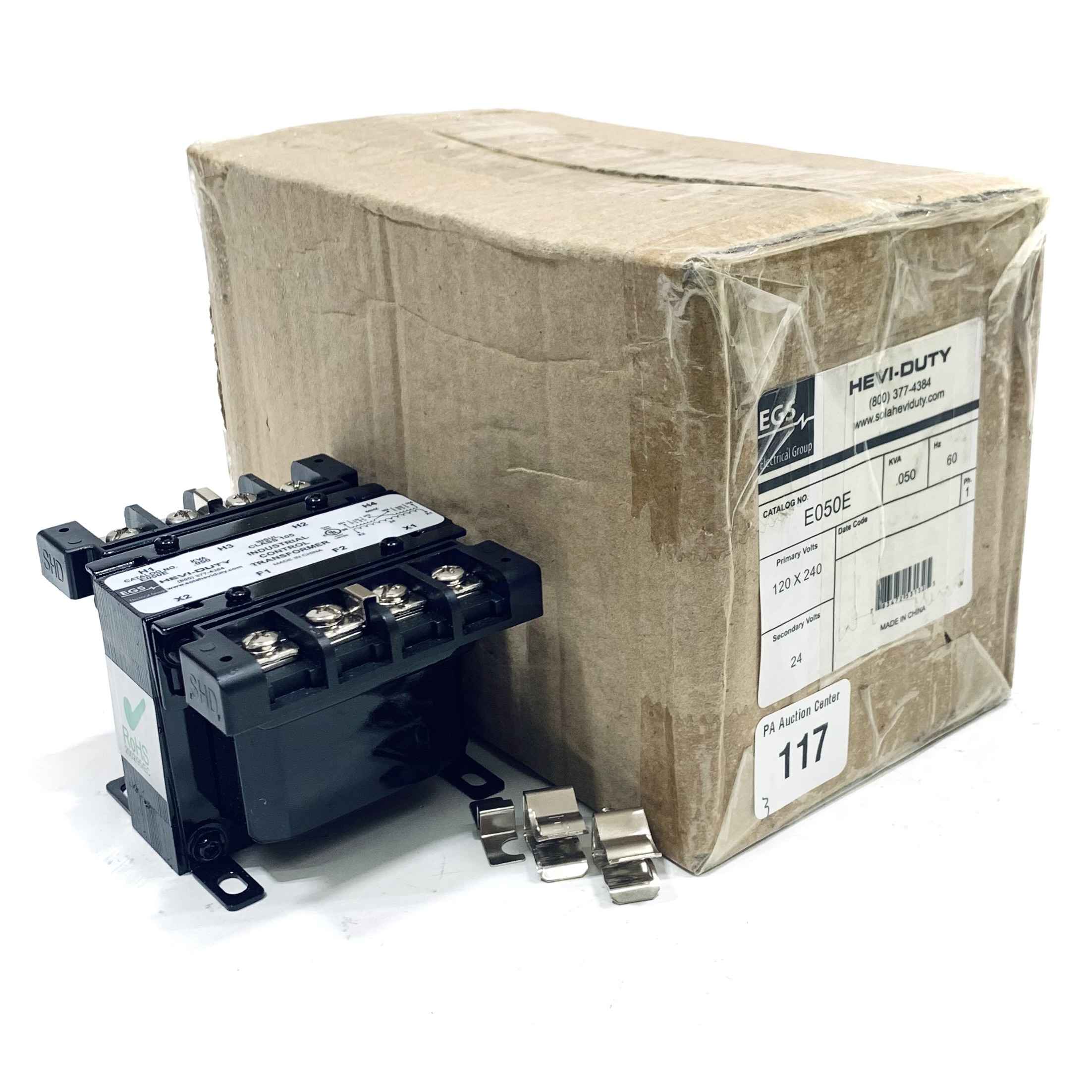 E050E EGS Hevi-Duty Transformer, .050 Kva, 60Hz, Primary Volts, 120 X 240
