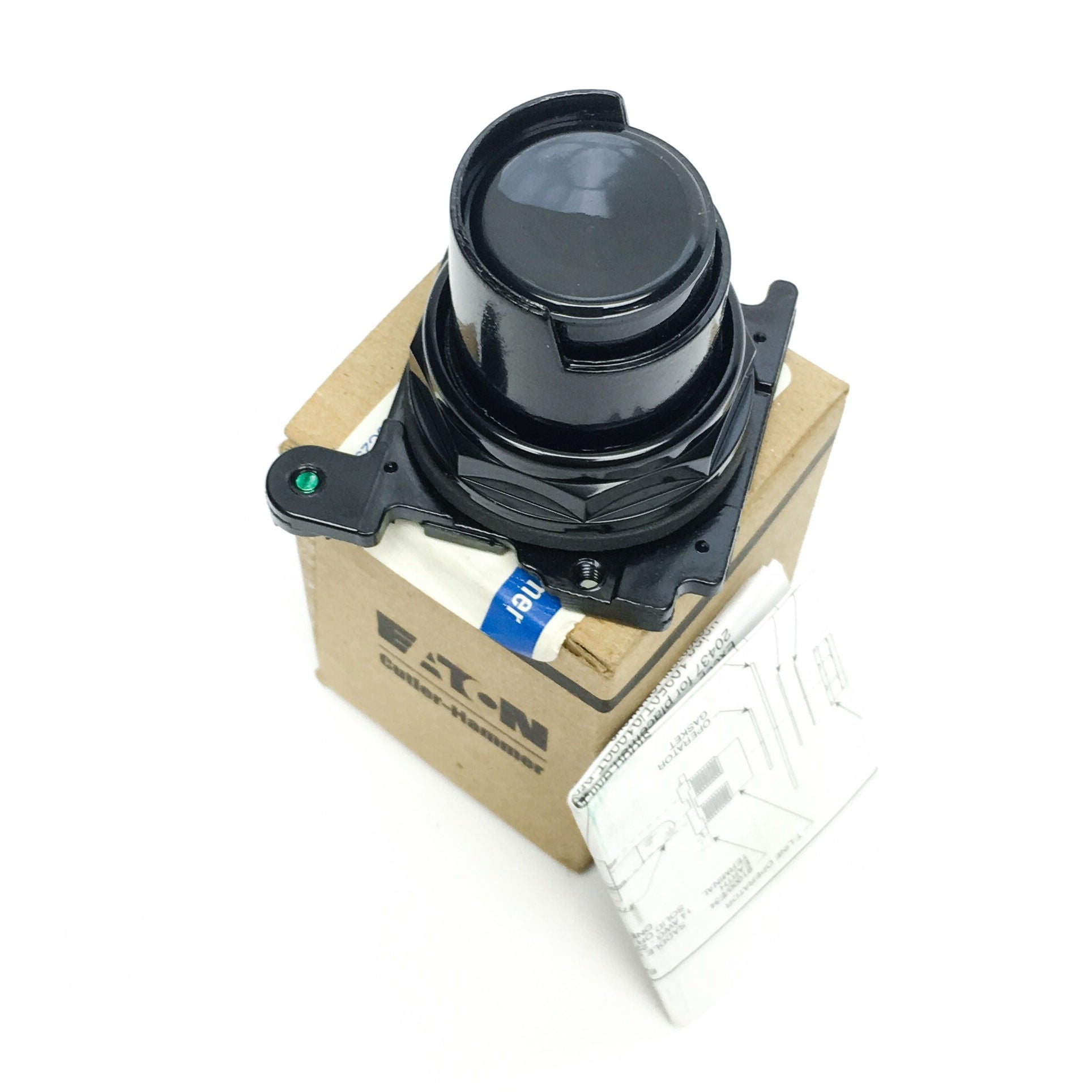 E34EHB1 Eaton Operator Button, Black, Half Shroud