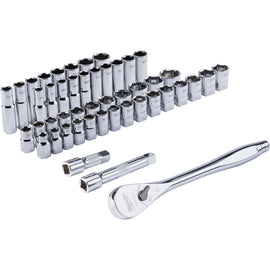 48-22-9010 Milwaukee 1/2" Drive 47pc Ratchet and Socket Set, SAE & Metric