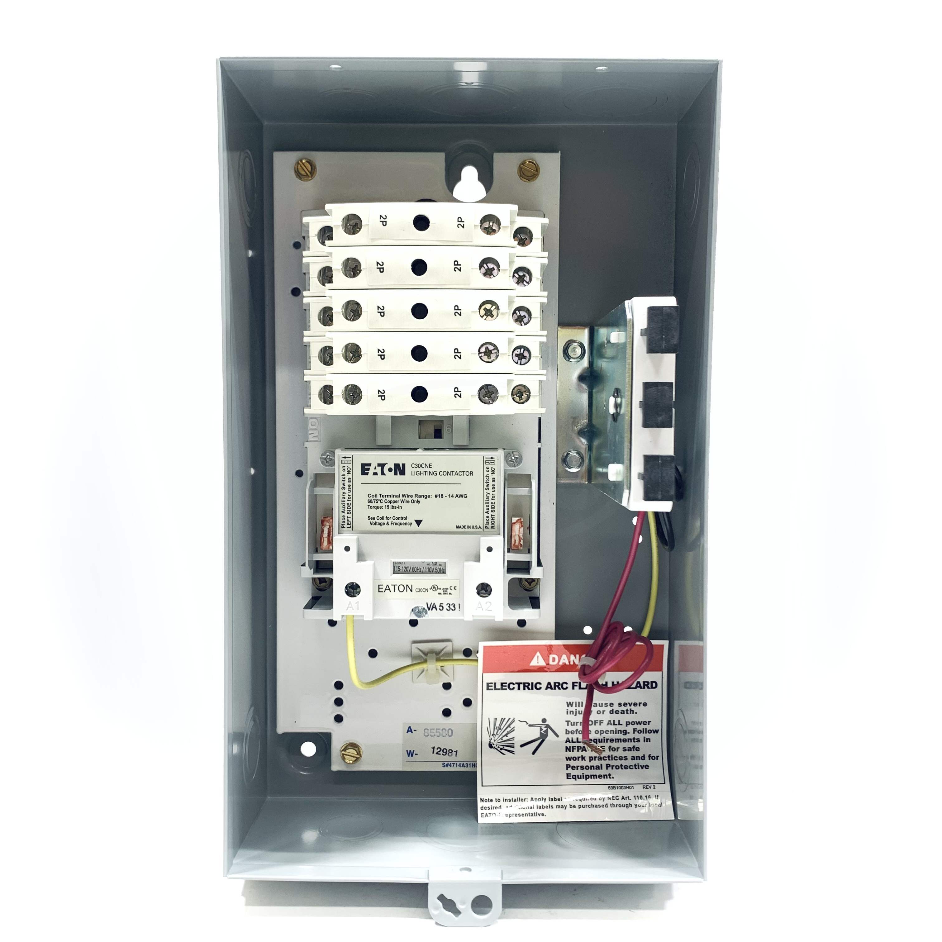 ECC03C1AAA Eaton Enclosed Lighting Contactor, 30Amp, 110V.