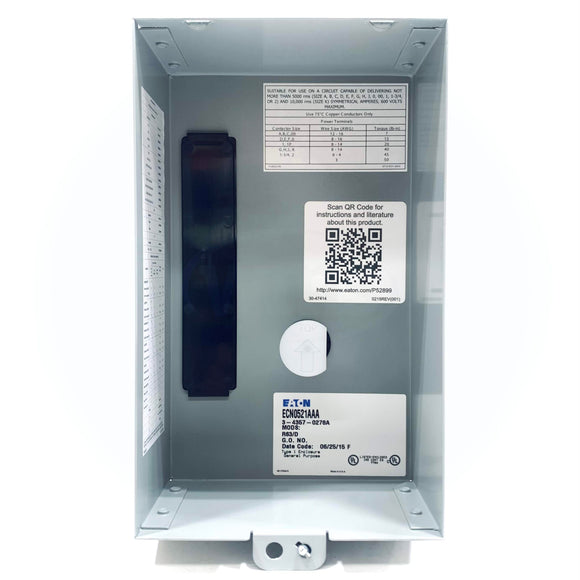 ECN0501AAA Eaton Motor Control Starter, 18A, 120/110V, 3P, NEMA Size 0, 60/50 Hz
