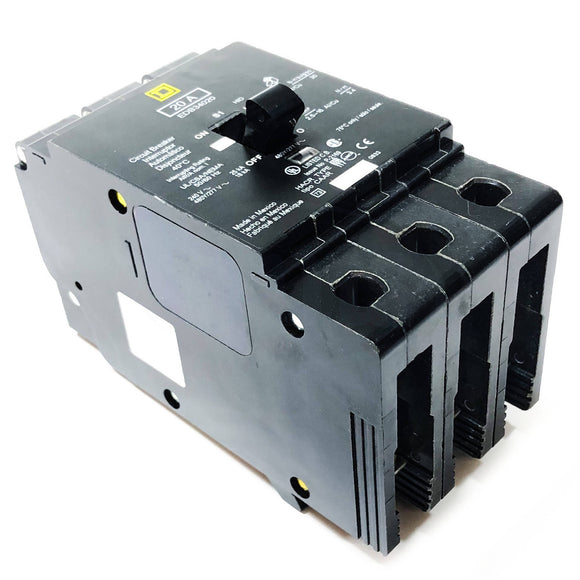 EDB34020 Square D Circuit Breaker, 20 Amp, 3-Pole
