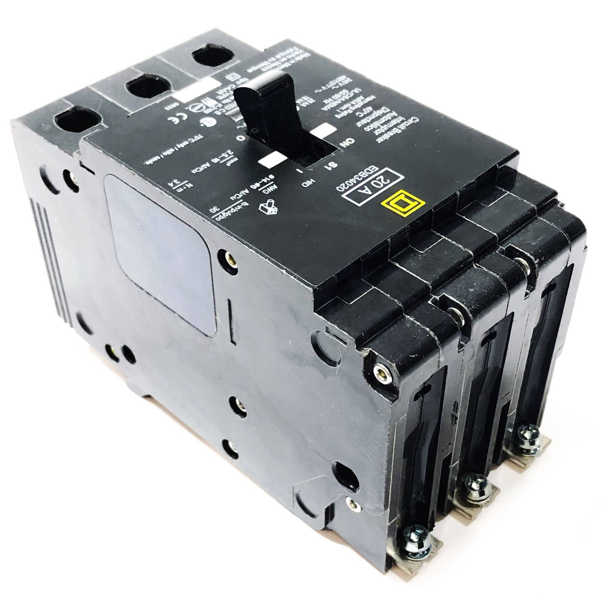 EDB34020 Square D Circuit Breaker, 20 Amp, 3-Pole