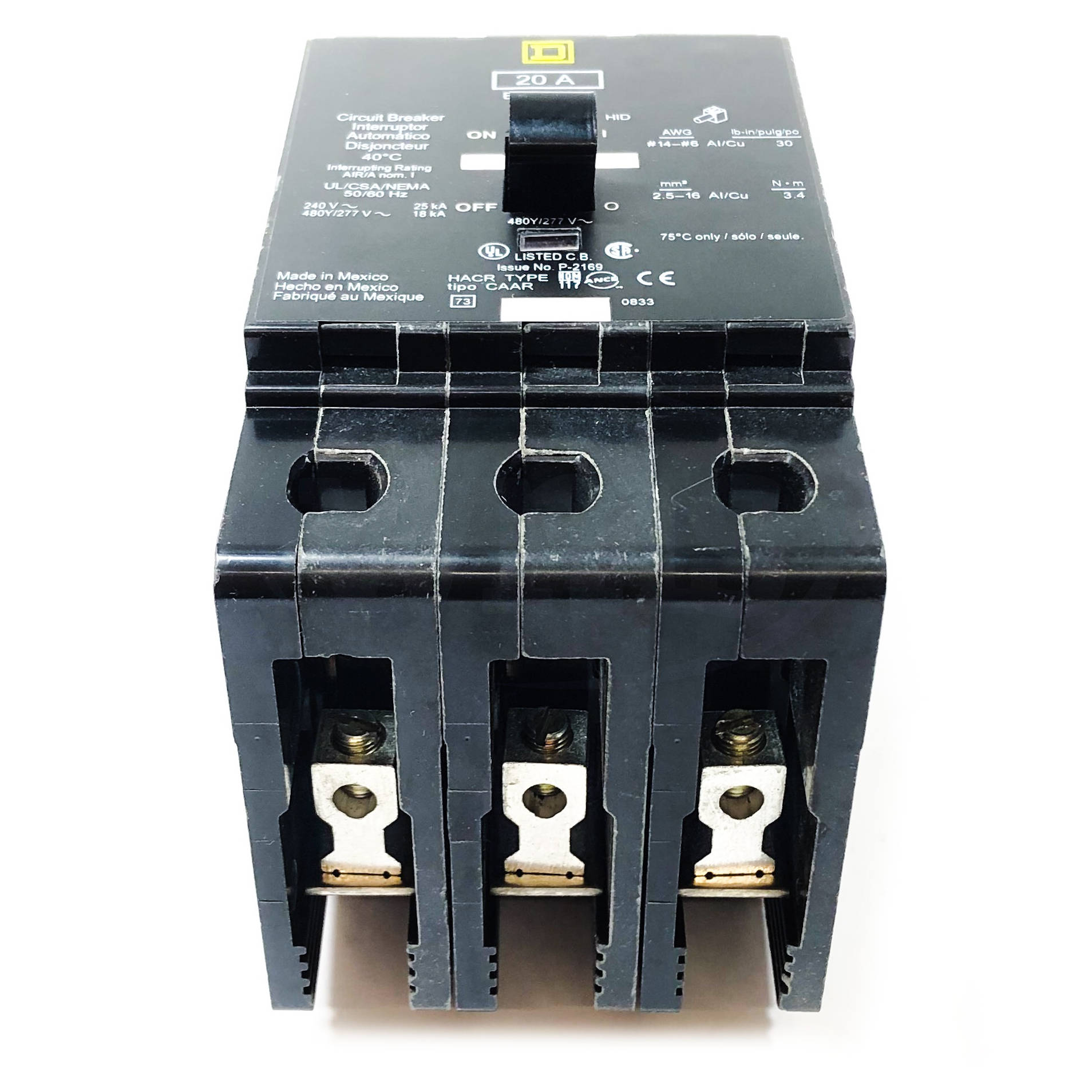 EDB34020 Square D Circuit Breaker, 20 Amp, 3-Pole