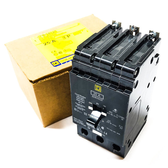EDB34025 Square D Circuit Breaker, 25 Amp, 3-Pole