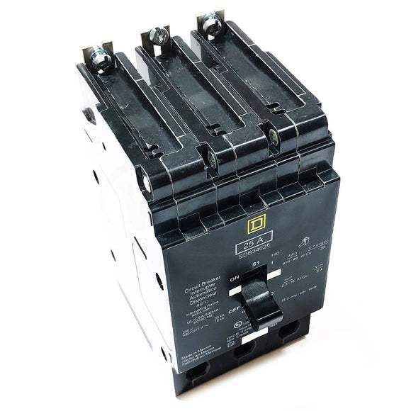 EDB34025 Square D Circuit Breaker, 25 Amp, 3-Pole