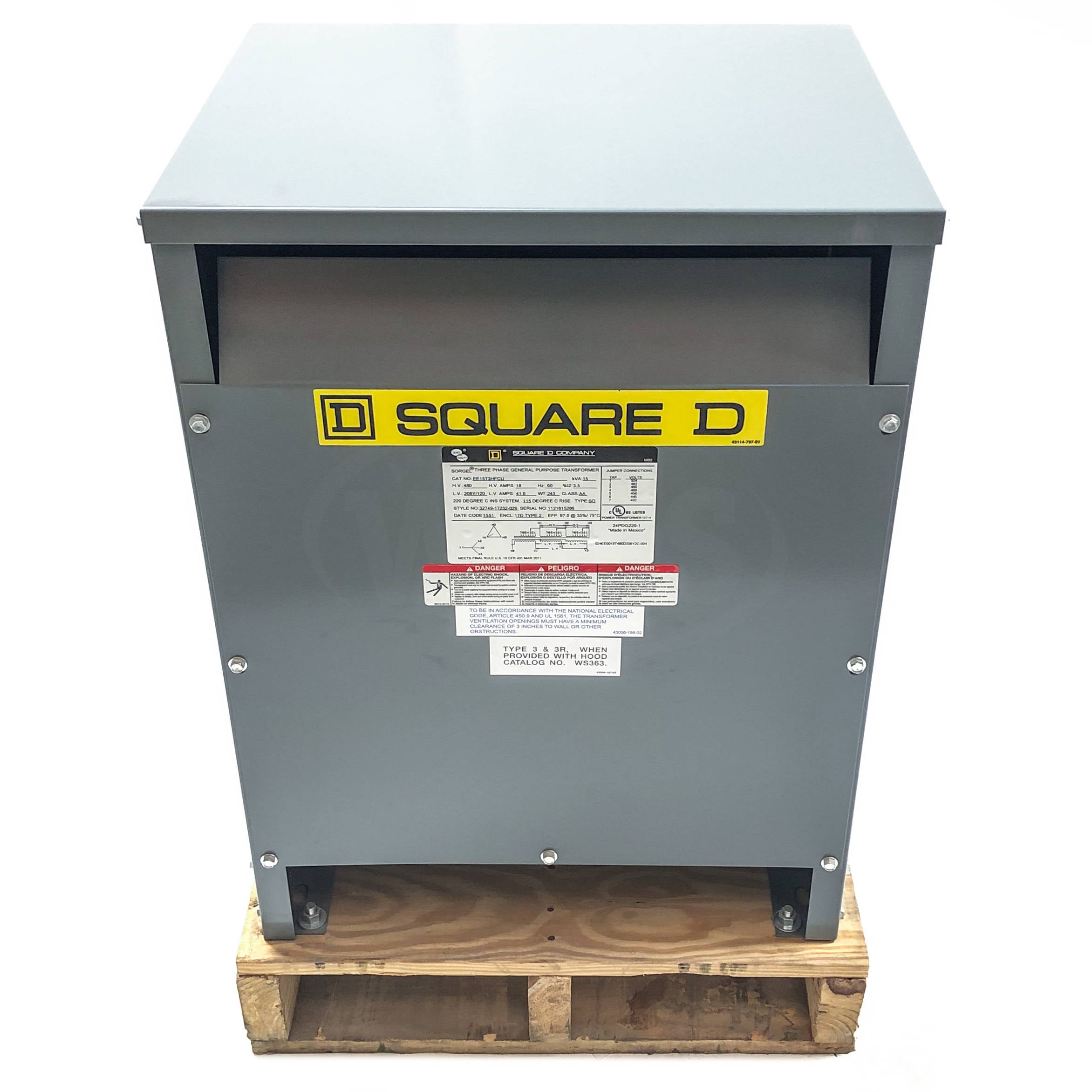 EE15T3HFCU Square D Dry Type Transformer, 15kVA