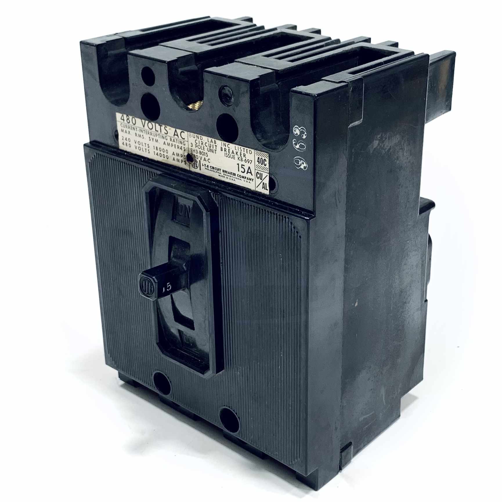 EH3-B015 I-T-E Molded Case Circuit Breaker 3 Pole, 15A, 480Vac - 0