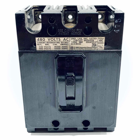 EH3-B020 ITE Molded Case Circuit Breaker, 3 Pole, 20A