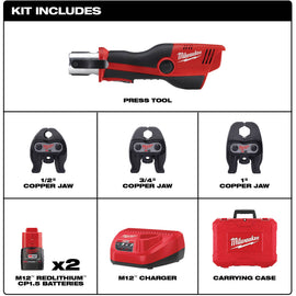 2473-22 Milwaukee M12 FORCE LOGIC Press Tool Kit with Jaws
