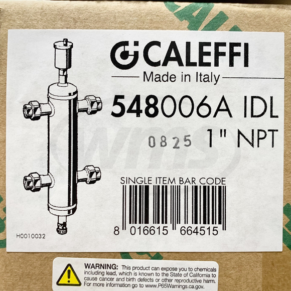 548006A Caleffi 1" NPT Female Union Hydraulic Separator