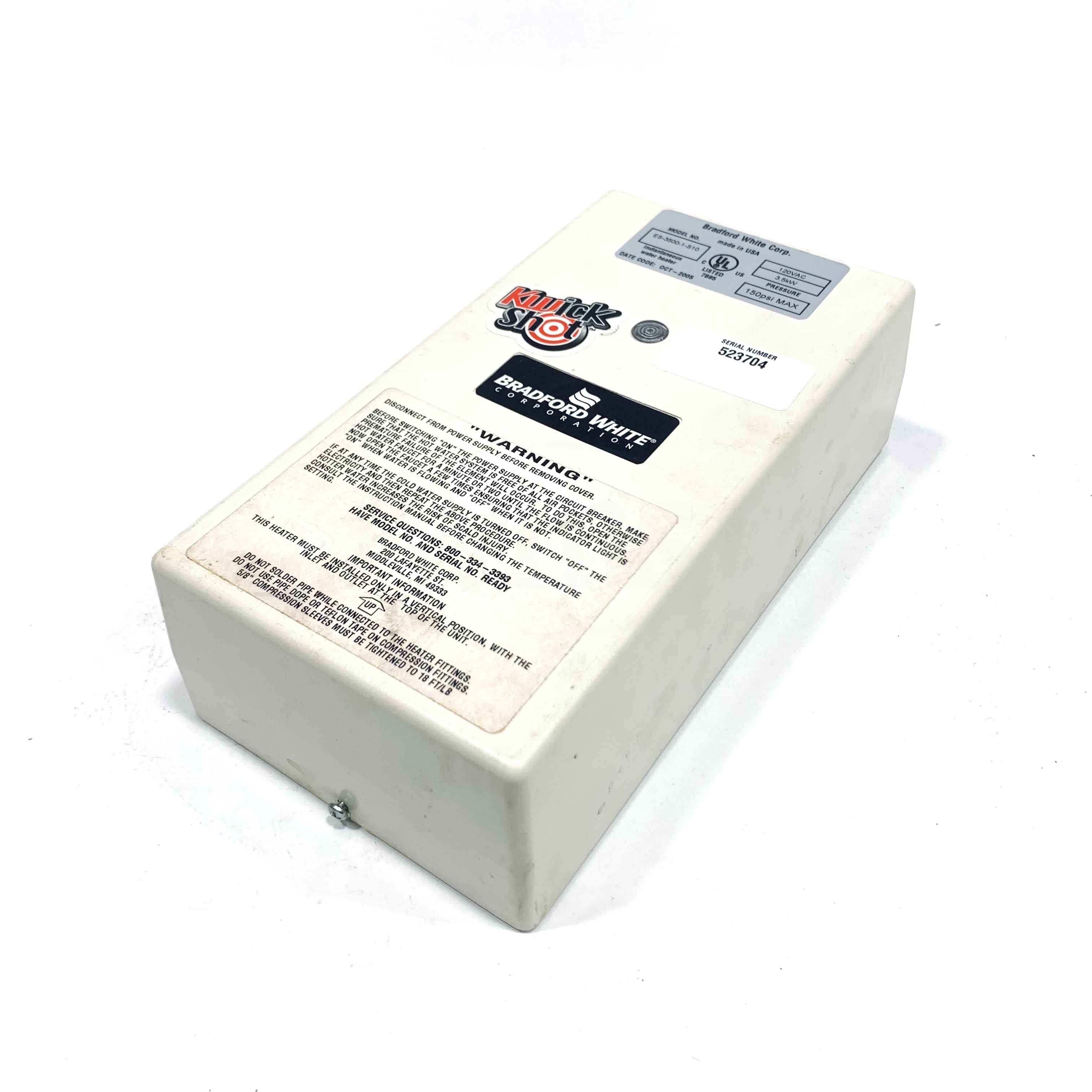 ES-3500-1-S-10 Bradford White Tankless Water Heater, 3.5 kW, 120V