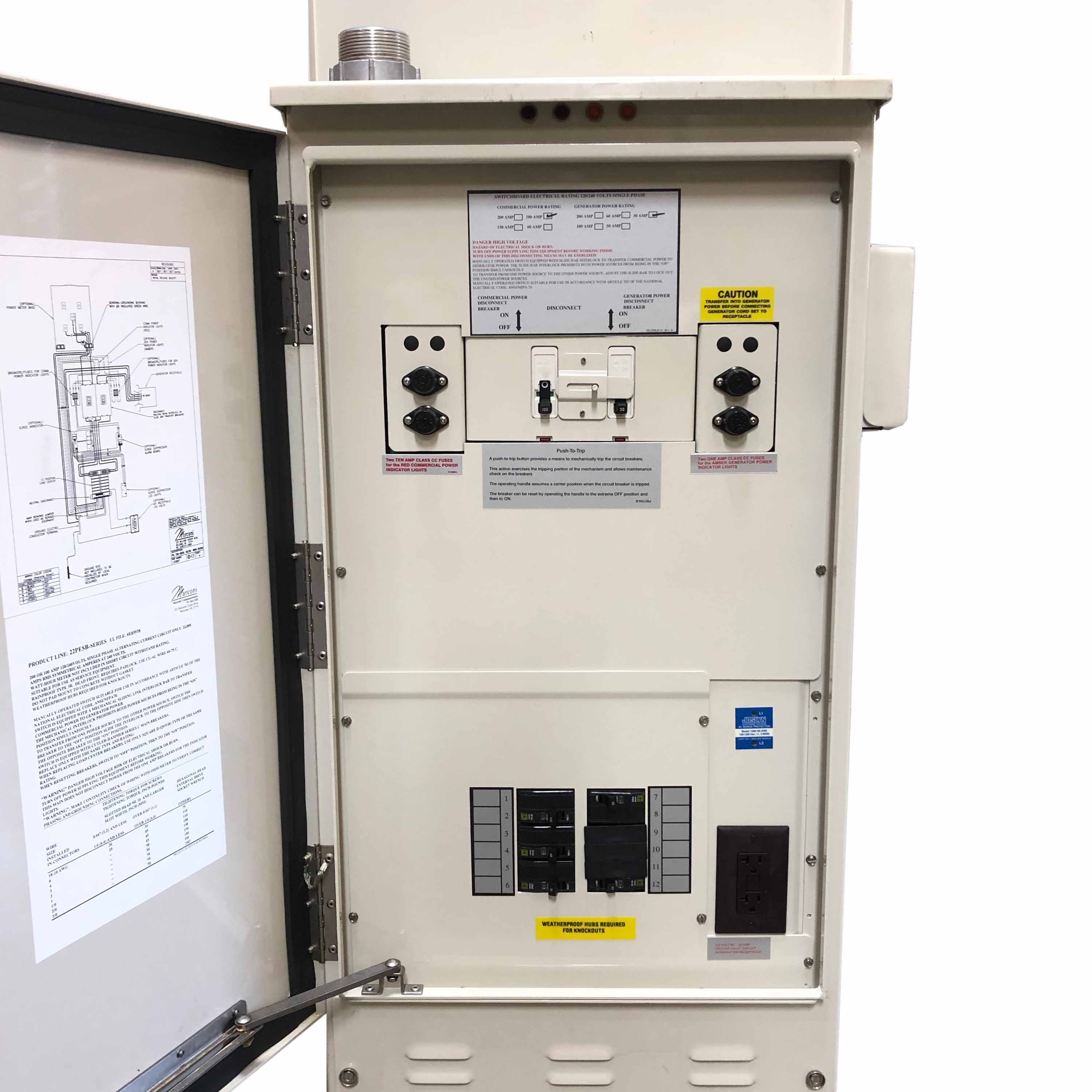 F1004629 Marconi Generator Switchboard, 100/30Amps 120/240VAC