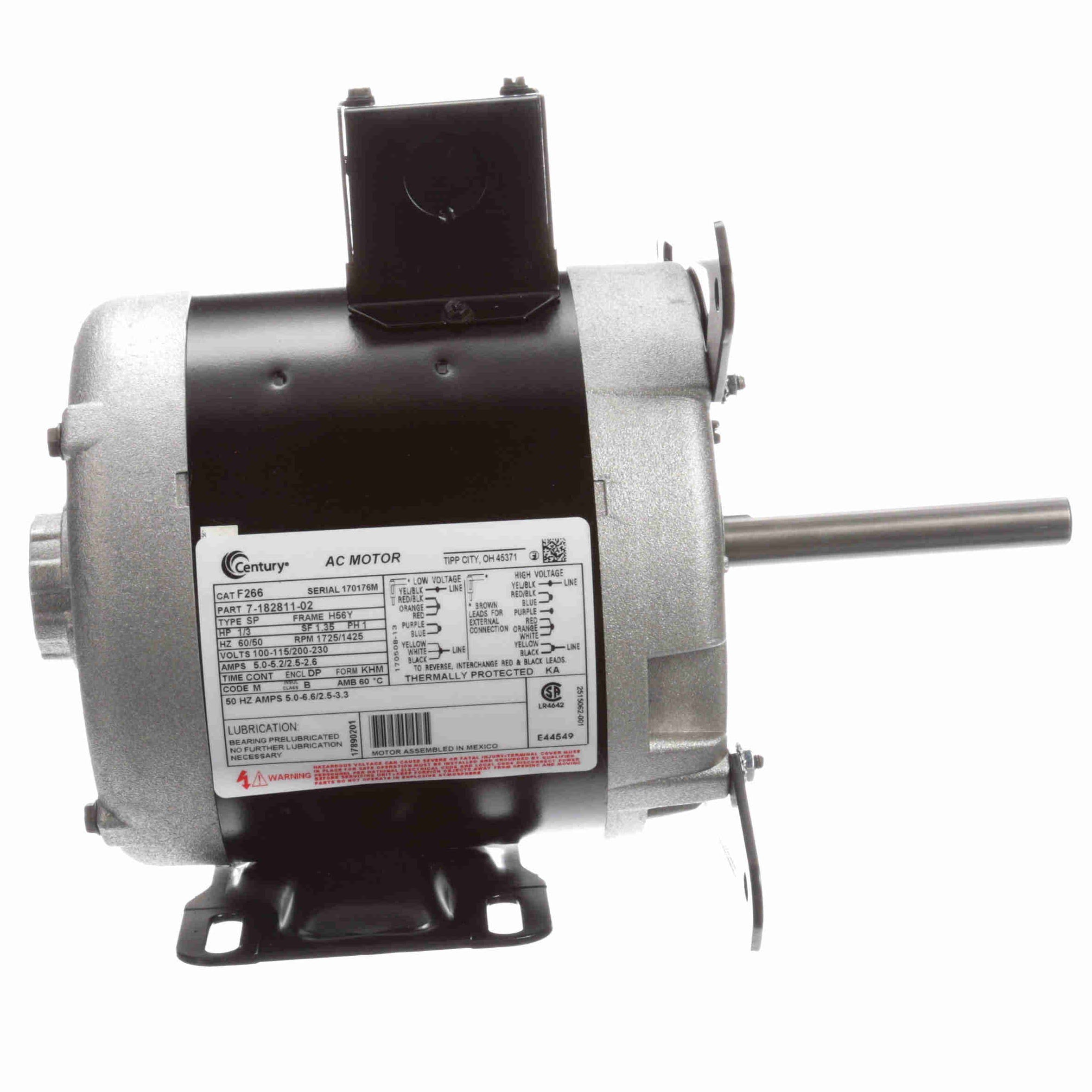 Century F266 Convection Oven Motor, 1/3HP 1725RPM - 0