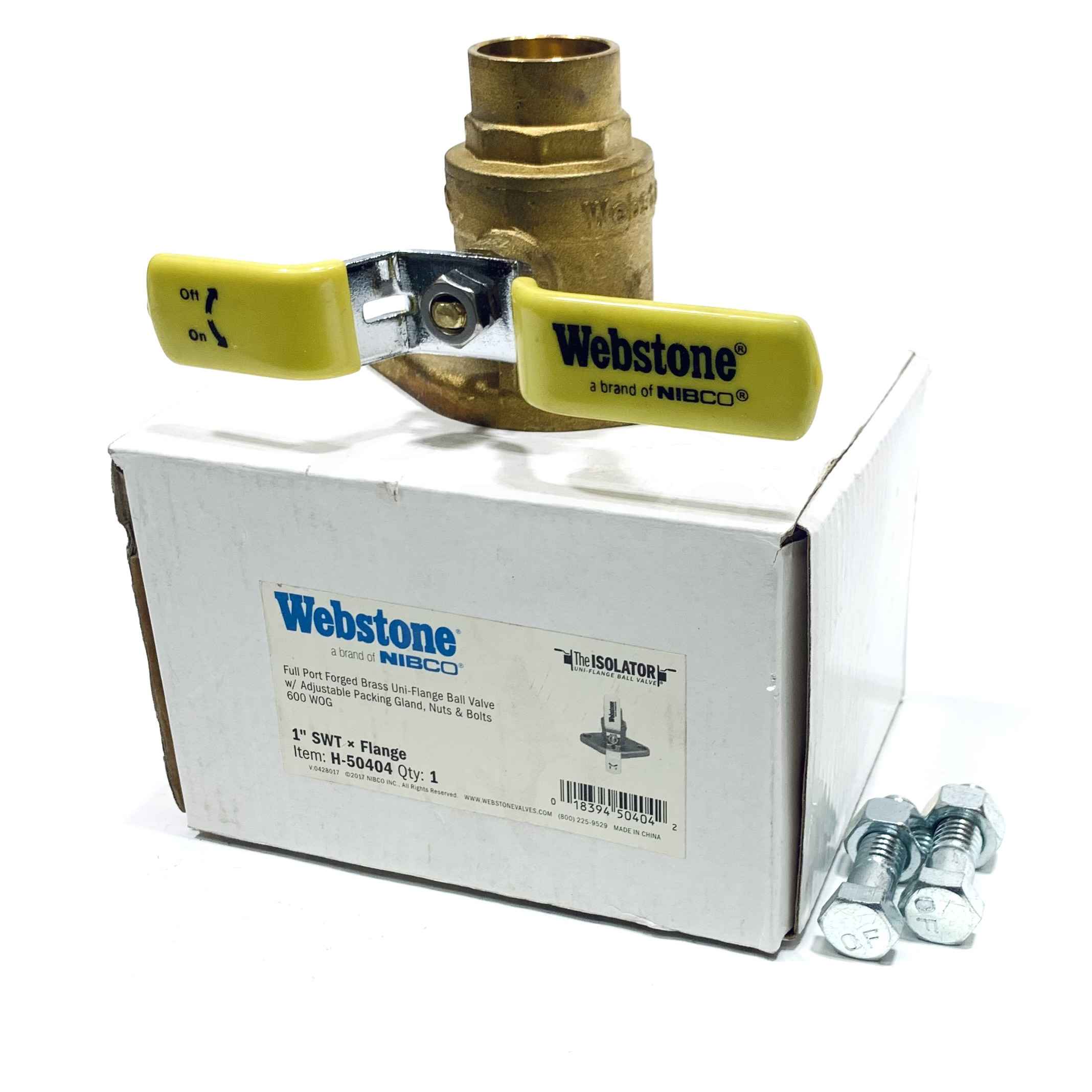 H-50404 Webstone Nibco Full Port Forged Brass Uni-Flange Ball Valve, 1 ...
