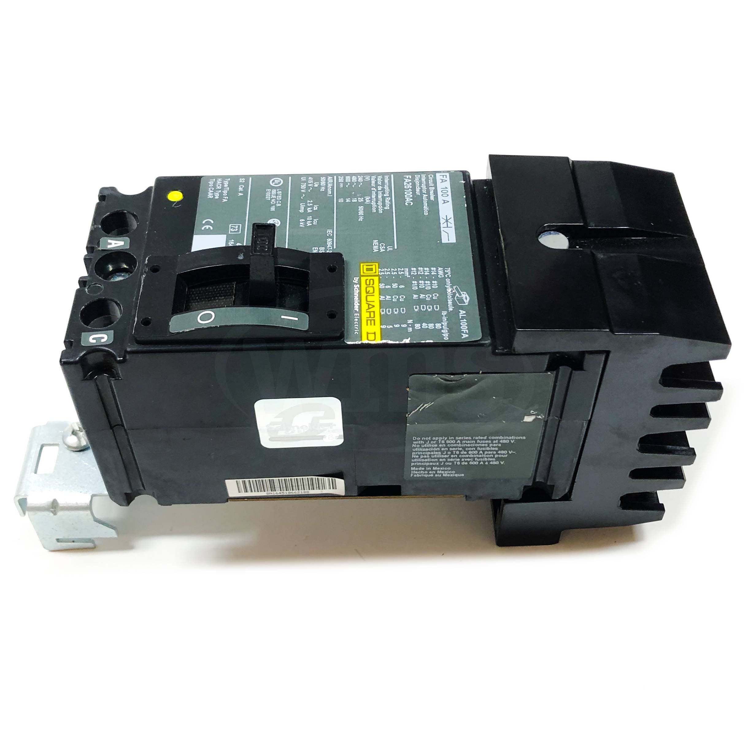 FA26100AC Square D Molded Case Circuit Breaker, 2 Pole, 600VAC 100 Amps
