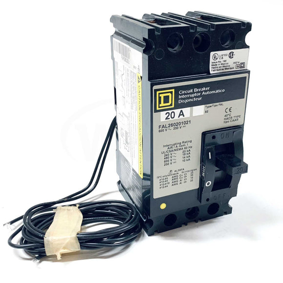 FAL260201021 Square D 2-Pole Circuit Breaker, 20A, 600~250V, 50/60Hz