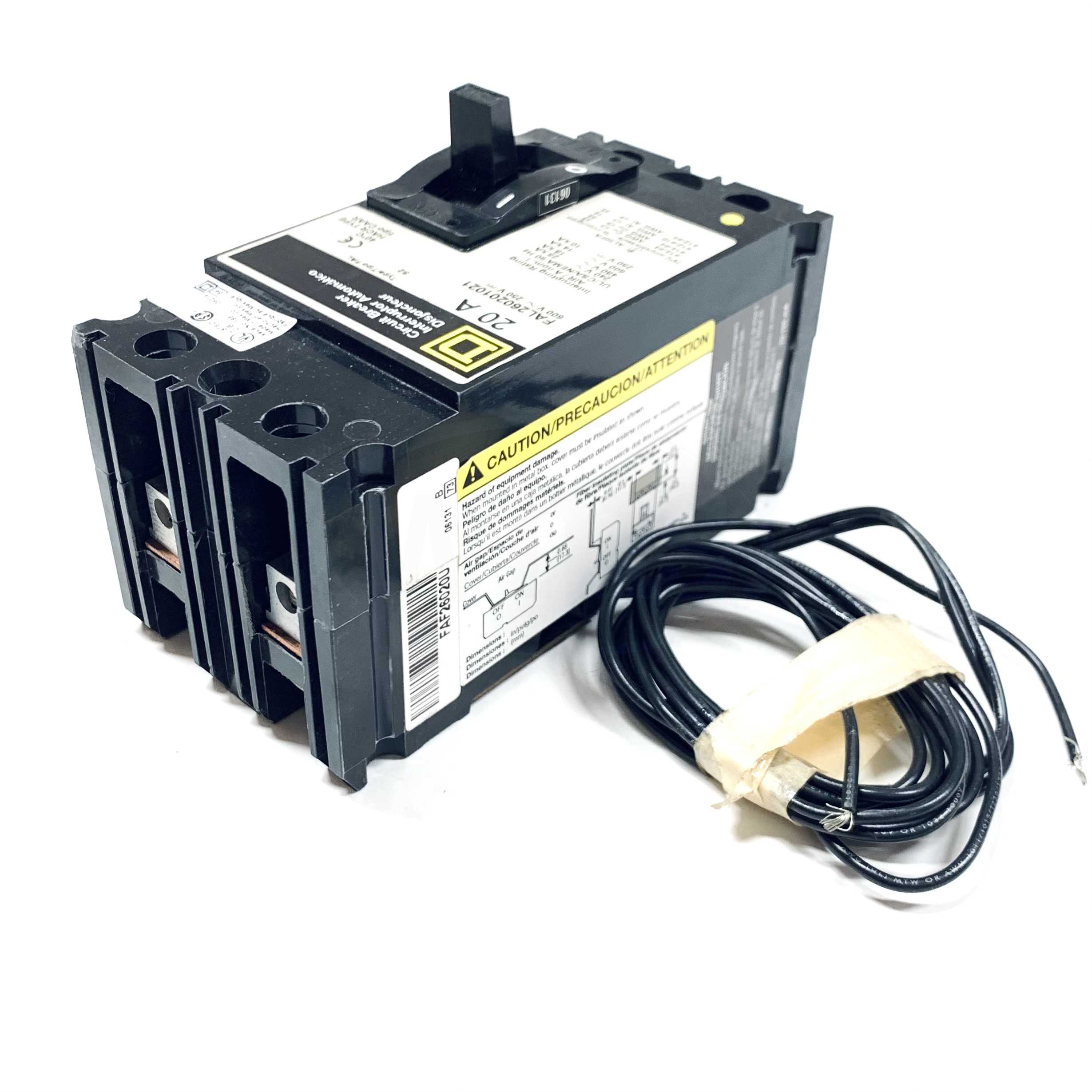 FAL260201021 Square D 2-Pole Circuit Breaker, 20A, 600~250V, 50/60Hz - 0