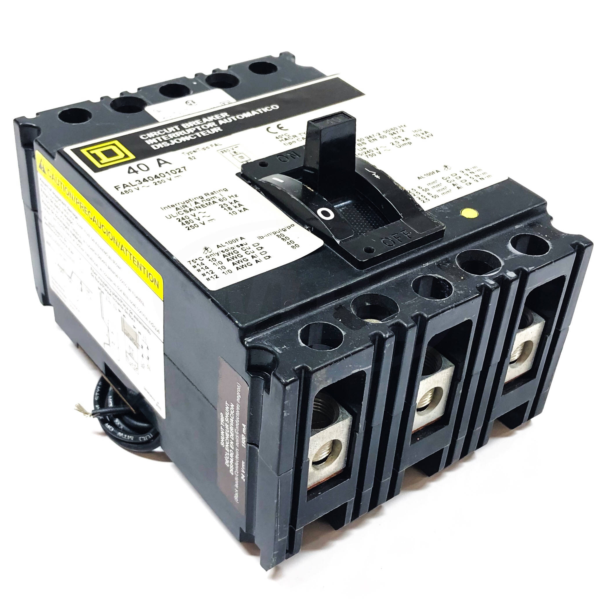 FAL340401027 Square D Molded Case Circuit Breaker, 3-Pole, 40 Amp