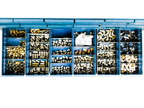 Bin of Fastenal & Parker Air Fittings, Valued over $4000.00