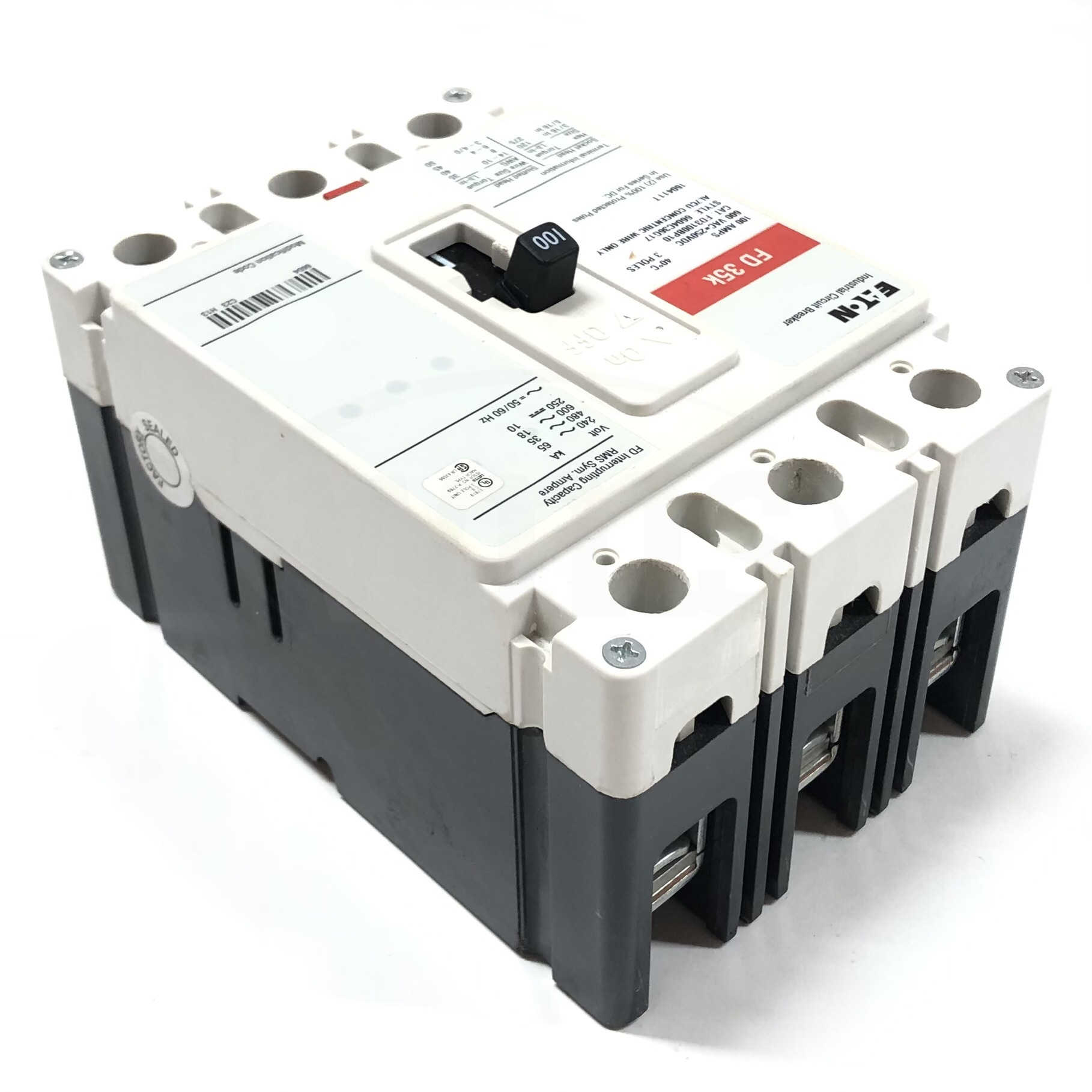 FD3100BP10 Eaton 100 Amp Molded Case Industrial Circuit Breaker, 3 Pole - 0