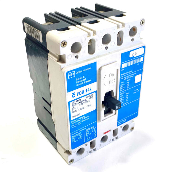 FDB3125LS Cutler-Hammer Industrial Circuit Breaker, 125A, 3-Pole, 600VAC~250VDC