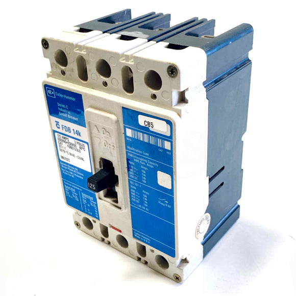 FDB3125LS Cutler-Hammer Industrial Circuit Breaker, 125A, 3-Pole, 600VAC~250VDC